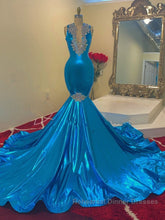 Modern Sequins Appliques V-Neck Sleeveless Long Mermaid Semi Formal Prom Dresses